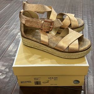 Rose gold leather Michael Kors espadrilles size 6.5